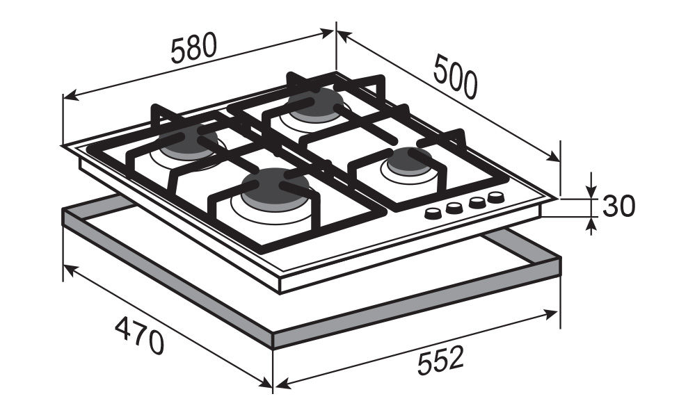 Схема встраивания с размерами