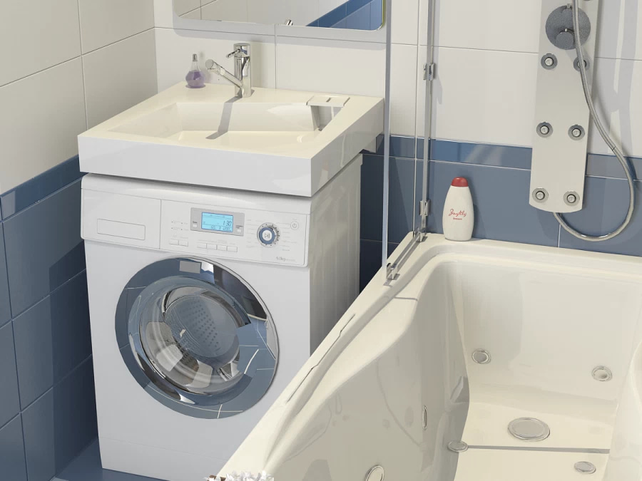 Встроенная стиральная машина под раковиной Встроенная стиральная машина под раковиной