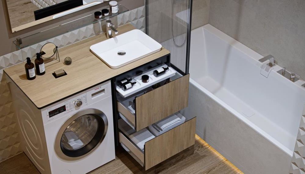 Встроенная стиральная машина под раковиной Встроенная стиральная машина под раковиной