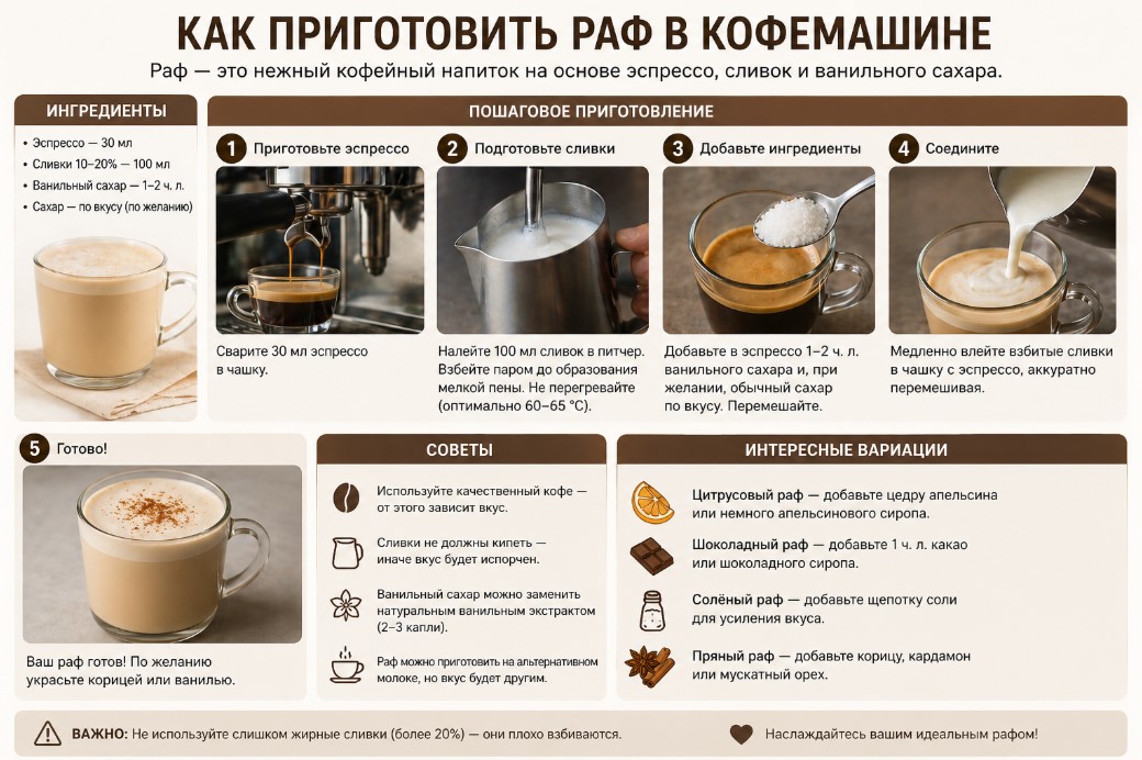 Как приготовить раф в кофемашине