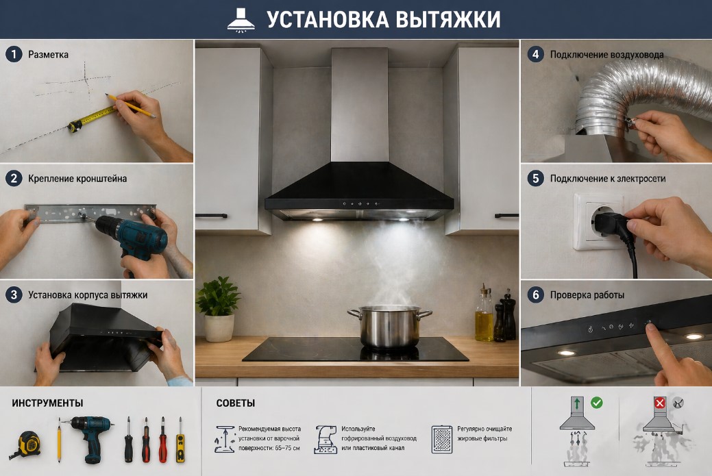 Как установить вытяжку Как установить вытяжку