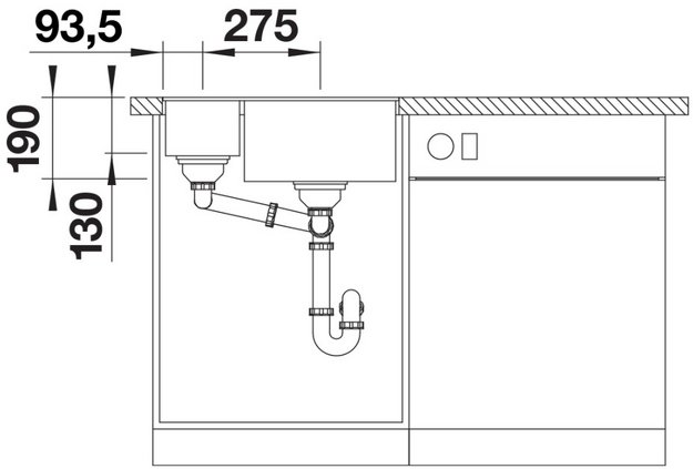 Мойка BLANCO SUBLINE 340/160-U Silgranit темная скала, чаша справа (фото 6) Мойка BLANCO SUBLINE 340/160-U Silgranit темная скала, чаша справа (preview 6)
