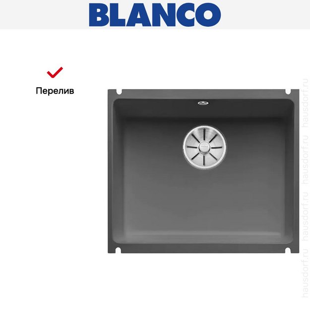Мойка Blanco SUBLINE 500-U керамика отводная арматура InFino® базальт (фото 5) Мойка Blanco SUBLINE 500-U керамика отводная арматура InFino® базальт (preview 5)