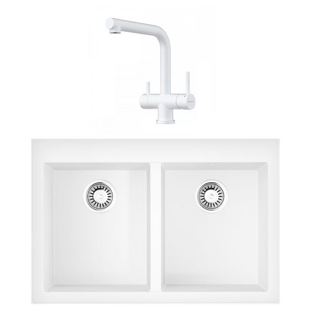 Omoikiri (мойка BOSEN 80-2-WH + смеситель TAKAMATSU-S PW) (preview 1)