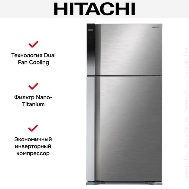Холодильник Hitachi R-V 660 PUC7-1 BSL (preview 2)