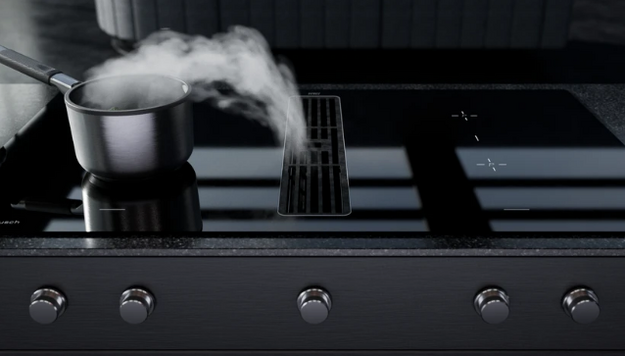 Индукционная варочная поверхность с вытяжкой Kuppersbusch KMI 12850.0 SR-S Black Velvet (preview 3)