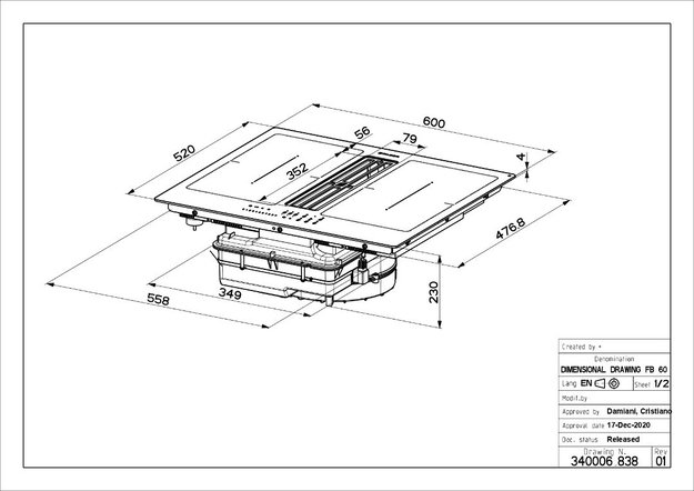 Варочная панель со встроенной вытяжкой Faber GALILEO SMART BK F600 + KIT LL H80 (preview 2)
