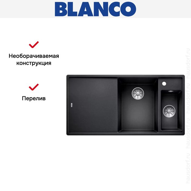 Мойка Blanco AXIA III 6 S чаша справа, доска ясень клапан-автомат InFino® антрацит (preview 5)