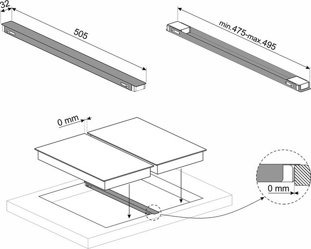 Соединительная планка для встраиваемых варочных панелей Smeg LGCN (preview 2)