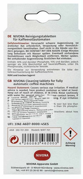 Таблетки для чистки гидросистемы Nivona NIRT 701 (preview 2)