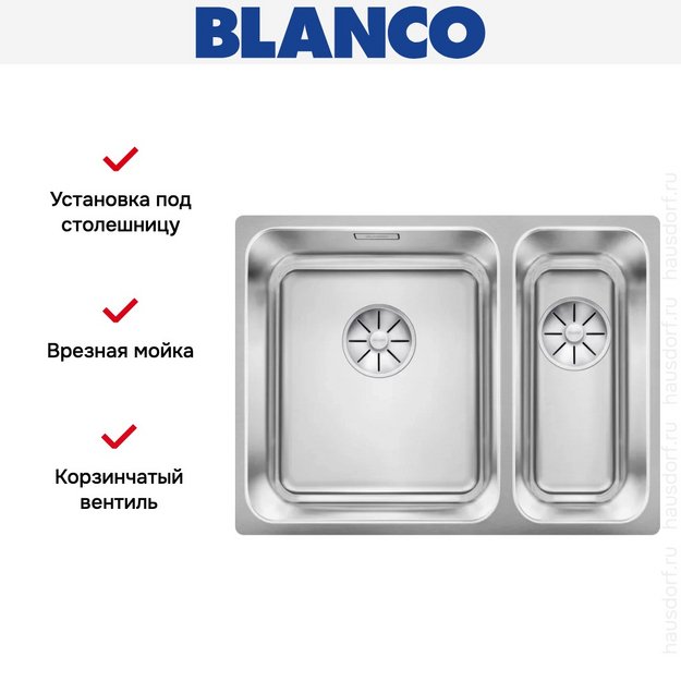 Мойка BLANCO SOLIS 340/180-U нержавеющая сталь, чаша слева (фото 4) Мойка BLANCO SOLIS 340/180-U нержавеющая сталь, чаша слева (preview 4)