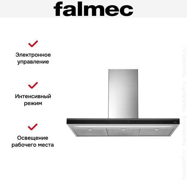 Вытяжка Falmec Luce 90 Glass Black island (фото 3) Вытяжка Falmec Luce 90 Glass Black island (preview 3)