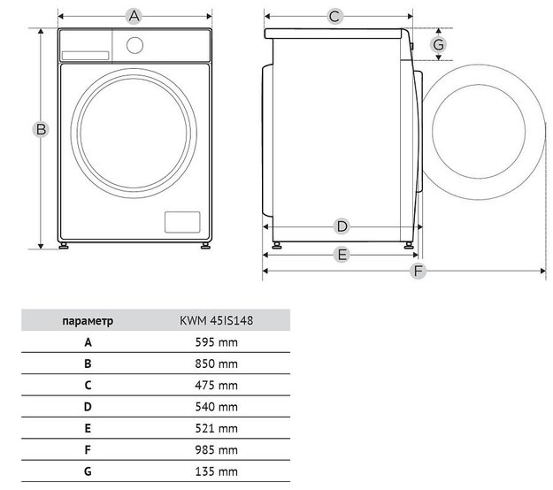 Узкая стиральная машина с паром Korting KWM 45IS148 S (preview 2)