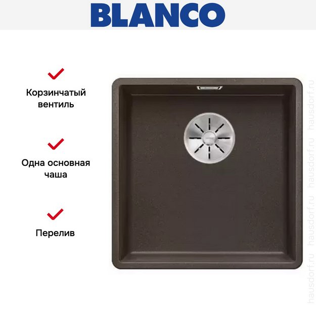 Мойка Blanco SUBLINE 400-F отводная арматура InFino® кофе (фото 3) Мойка Blanco SUBLINE 400-F отводная арматура InFino® кофе (preview 3)