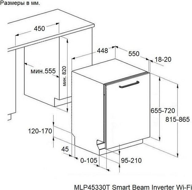 Встраиваемая посудомоечная машина Maunfeld MLP45330T Smart Beam Inverter Wi-Fi (preview 16)