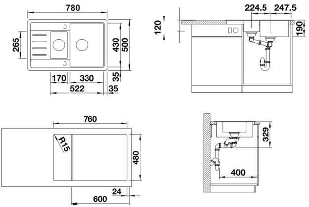 Мойка BLANCO Legra 6 S Compact SIlgranit черный (фото 3) Мойка BLANCO Legra 6 S Compact SIlgranit черный (preview 3)