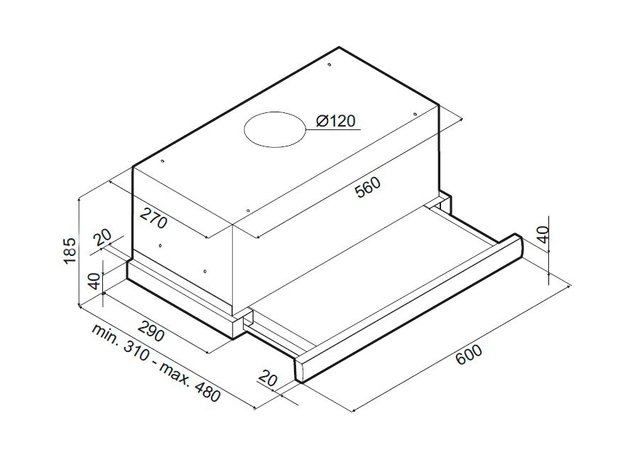 Встраиваемая вытяжка MAUNFELD VS SLIDE 60 металлик/белое стекло (фото 4) Встраиваемая вытяжка MAUNFELD VS SLIDE 60 металлик/белое стекло (preview 4)