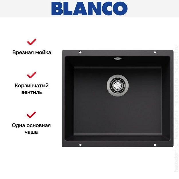 Мойка BLANCO ROTAN 500-U Silgranit черный (preview 3)