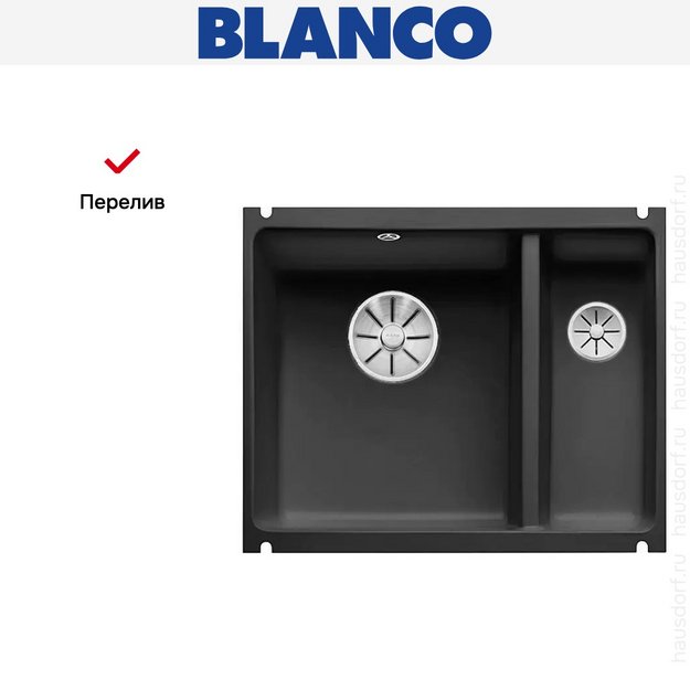 Мойка Blanco SUBLINE 350/150-U керамика отводная арматура InFino® черный (фото 6) Мойка Blanco SUBLINE 350/150-U керамика отводная арматура InFino® черный (preview 6)