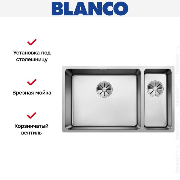 Мойка Blanco ANDANO 500/180-U, чаша слева нержавеющая сталь полированная (preview 3)