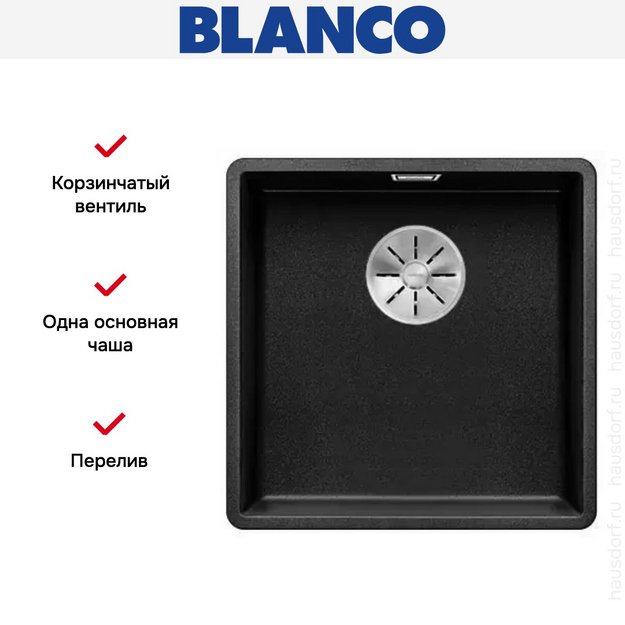 Мойка Blanco SUBLINE 400-F отводная арматура InFino® антрацит (preview 3)