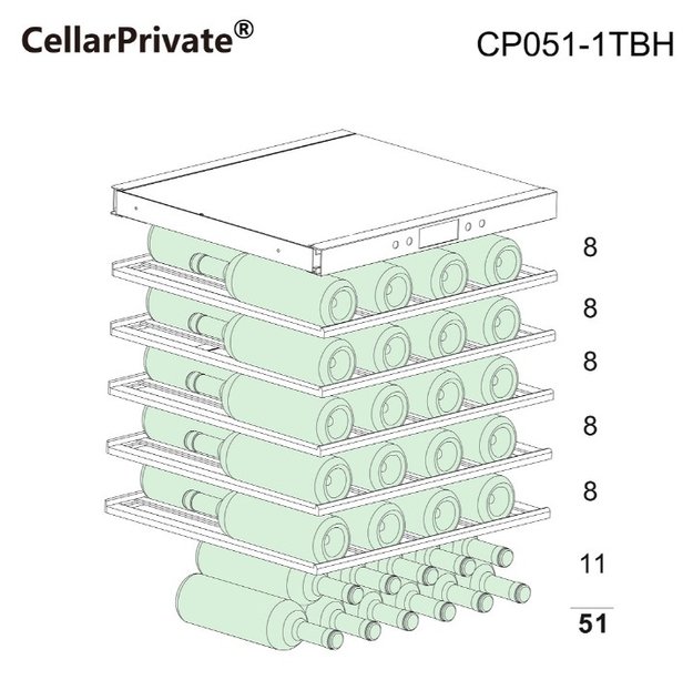 Встраиваемый под столешницу винный шкаф CellarPrivate CP051-1TBH (preview 12)