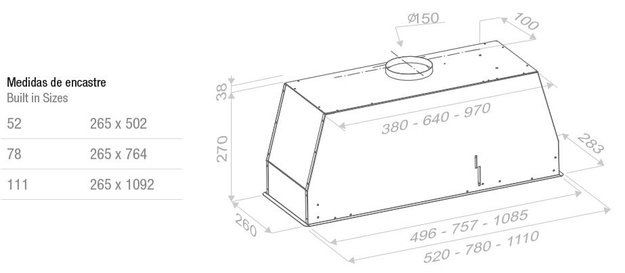 Встраиваемая вытяжка Pando NCR/111 IX-CR.BLANCO V.850 SEC (preview 3)