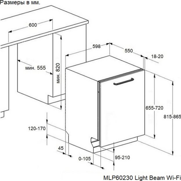 Встраиваемая посудомоечная машина Maunfeld MLP60230 Light Beam Wi-Fi (фото 15) Встраиваемая посудомоечная машина Maunfeld MLP60230 Light Beam Wi-Fi (preview 15)