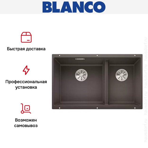 Мойка Blanco SUBLINE 430/270-U с отводной арматурой InFino® темная скала (preview 9)