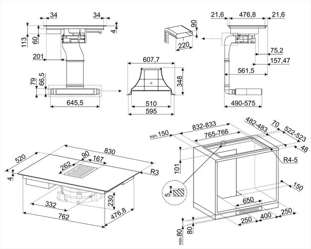 Индукционная варочная панель со встроенной вытяжкой Smeg HOBD182DG (preview 9)