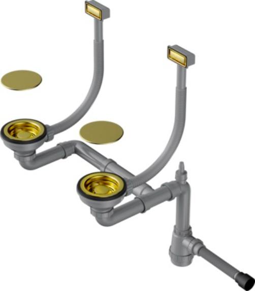 Арматура для двухчашевых моек с прямоугольными переливами Omoikiri WK-2C LG (preview 1)