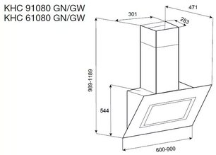 Вытяжка Korting KHC 91080 GW фото 3 в Краснодаре