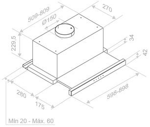 Встраиваемая вытяжка Pando IES/90 IX TOUCH CT NEGRO 850 SEC фото 4 в Краснодаре