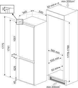 Встраиваемый холодильник Смег C8175TNE фото 4 в Краснодаре Встраиваемый холодильник Smeg C8175TNE фото 4 в Краснодаре