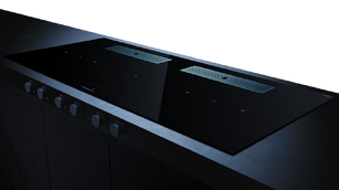 Индукционная варочная поверхность с вытяжкой Kuppersbusch с чёрными ручками KMI 12850.0 SR-S Stainless steel фото 3 в Краснодаре