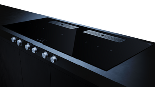 Индукционная варочная поверхность с вытяжкой Kuppersbusch KMI 12850.0 SR-E Silver Chrome фото 3 в Краснодаре