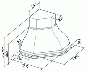 Вытяжка Фалмек Iris Tulip ANG (600) S орех фото в Краснодаре Вытяжка Falmec Iris Tulip ANG (600) S орех фото в Краснодаре