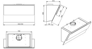 Наклонная вытяжка Falmec VERSO 85 BLACK фото 3 в Краснодаре
