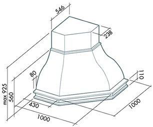 Вытяжка Фалмек Iris Tulip ANG (1000) S мореный дуб фото 3 в Краснодаре Вытяжка Falmec Iris Tulip ANG (1000) S мореный дуб фото 3 в Краснодаре