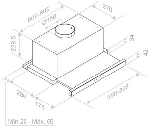 Встраиваемая вытяжка Pando IES/60 IX TOUCH CT BLANCO 850 SEC фото 4 в Краснодаре