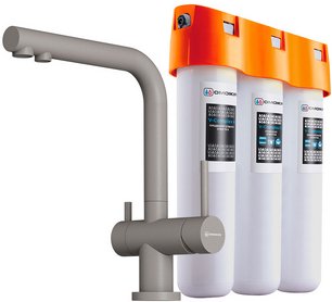 Комплект смесителя Omoikiri NAGANO GR-P + PURE DROP LITE фото