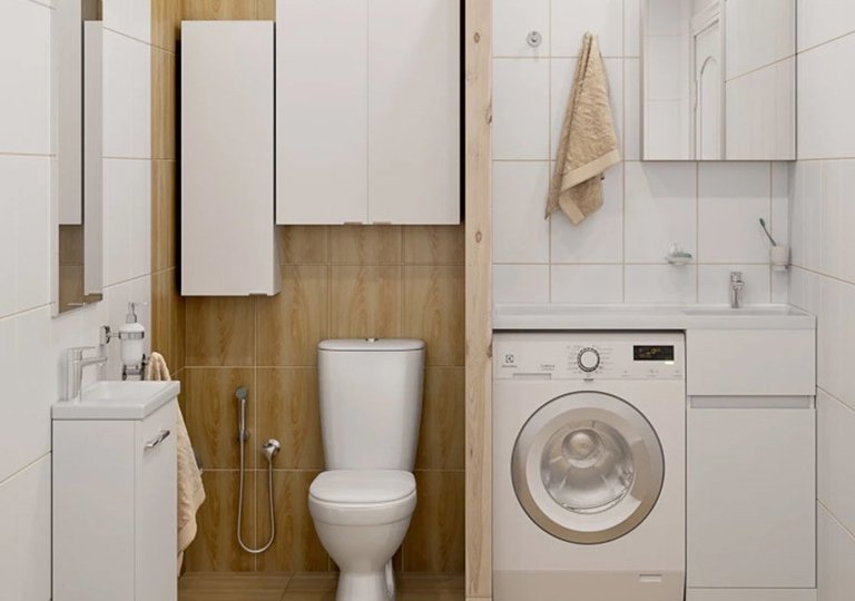 Встраиваемая стиральная машина в ванной Встраиваемая стиральная машина в ванной